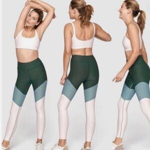 Outdoor Voices Green and Pink 7/8 Leggings